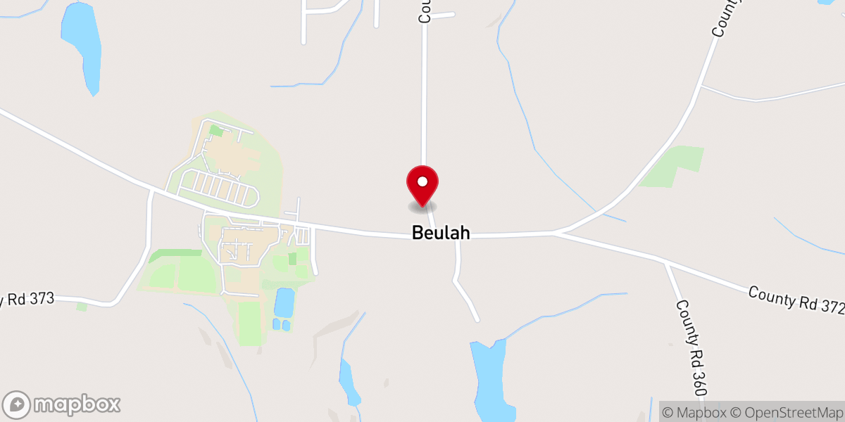 Map showing location of Beulah United Methodist Church