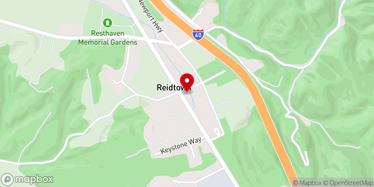 Map showing location of Reidtown Community Church