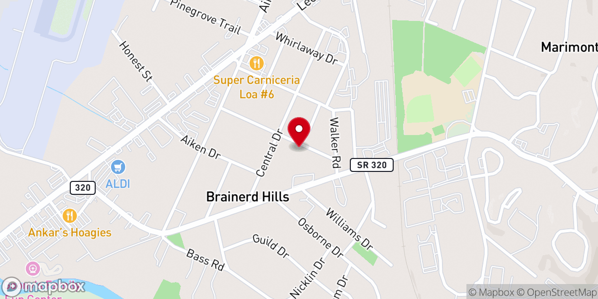 Map showing location of Brainerd Hills Church of God