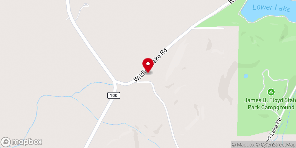 Map showing location of Four Mile Baptist Church
