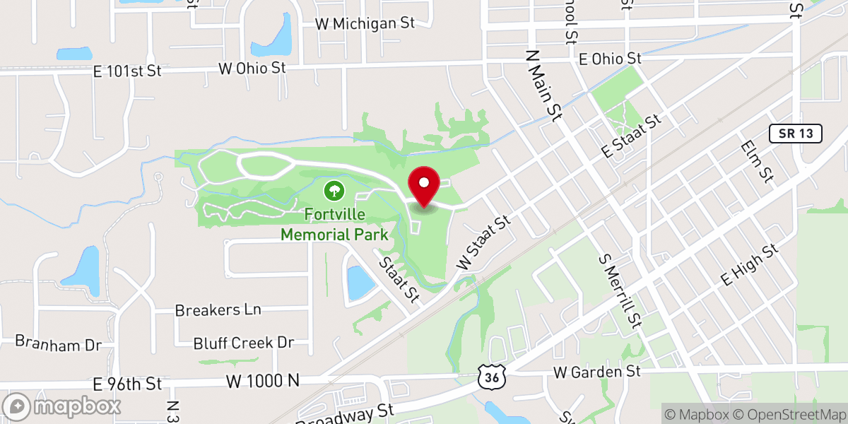 Map showing location of Fortville Community Center