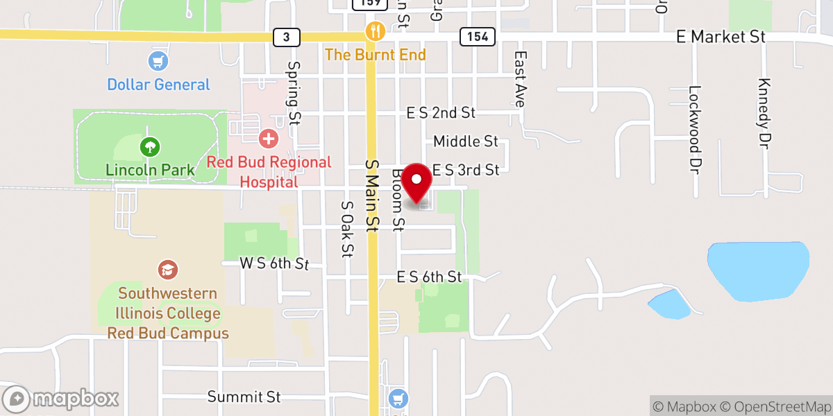 Map showing location of St John's Lutheran Church