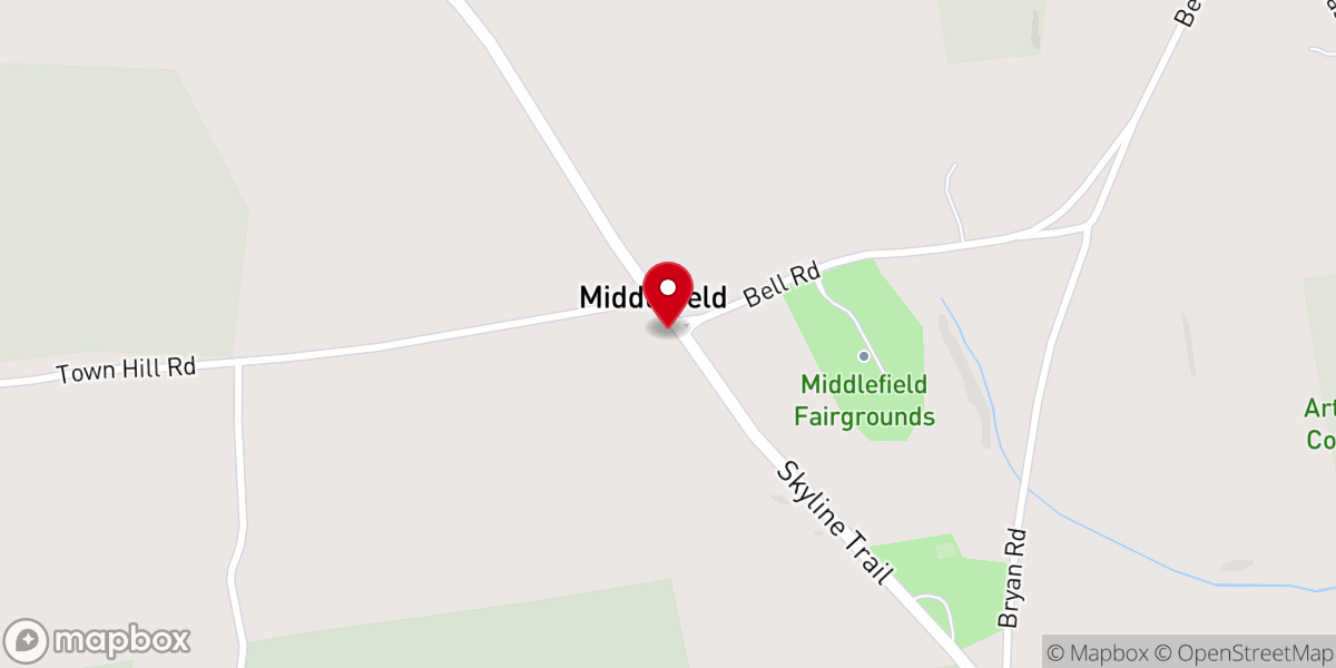 Map showing location of Middlefield Congregational Church