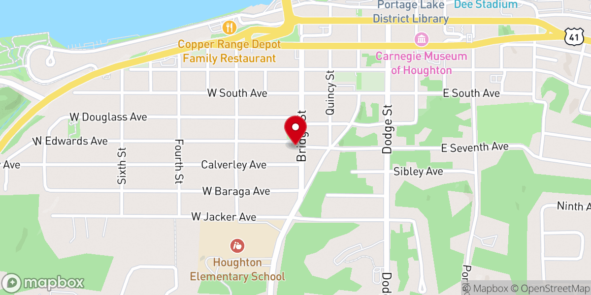 Map showing location of Keweenaw Unitarian Universalist Fellowship