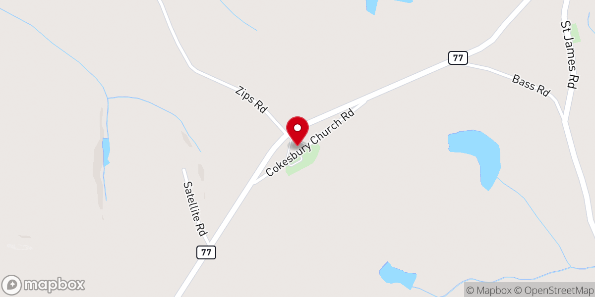 Map showing location of Cokesbury Church