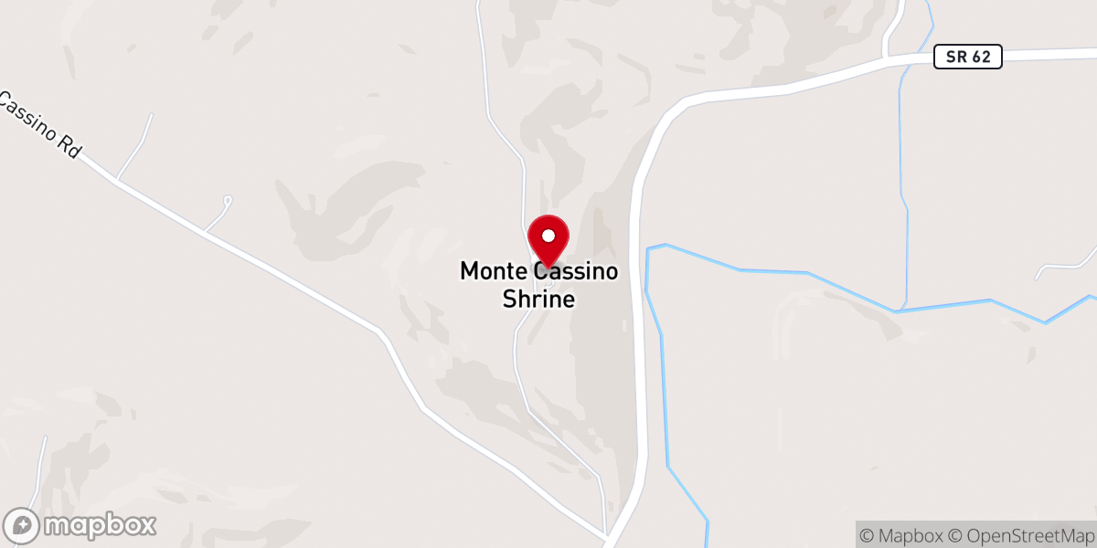 Map showing location of Monte Cassino Shrine