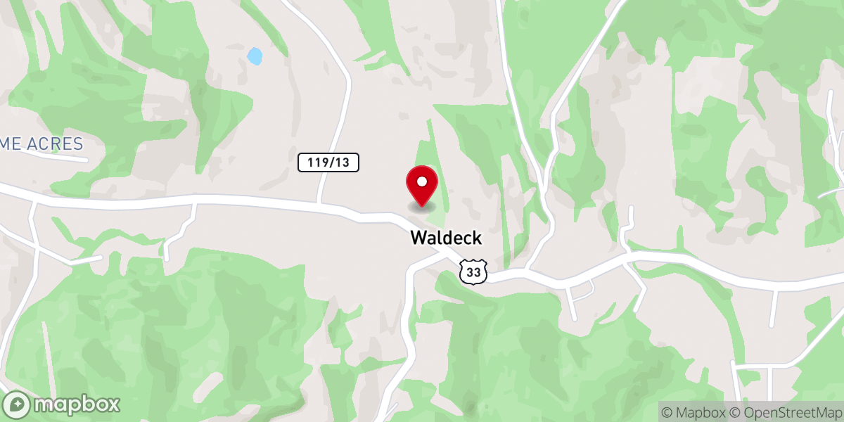 Map showing location of Waldeck United Methodist Church