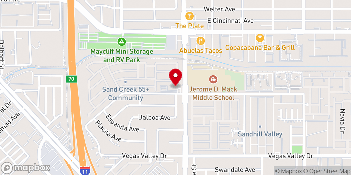 Map showing location of Las Vegas Pentecoastal Church