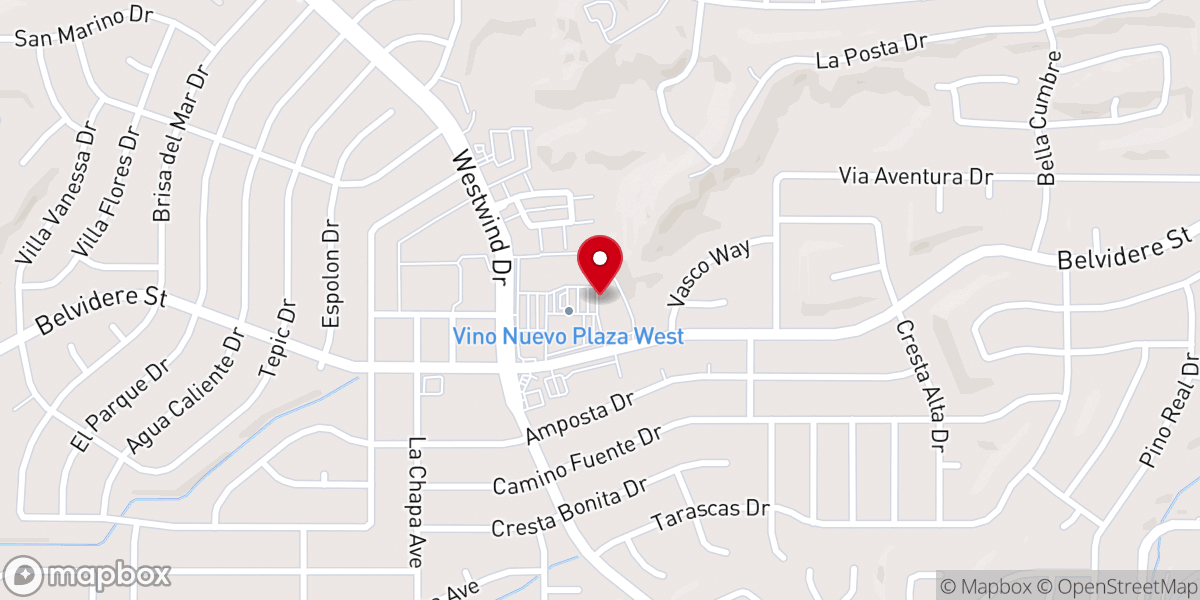 Map showing location of Vino Nuevo - Campus West