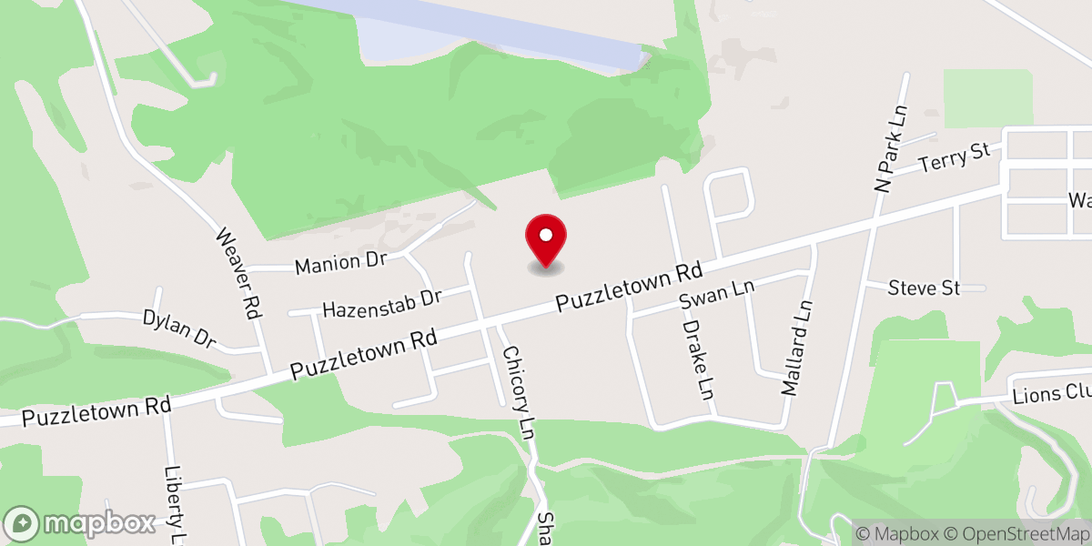Map showing location of Puzzletown Road Bible Church