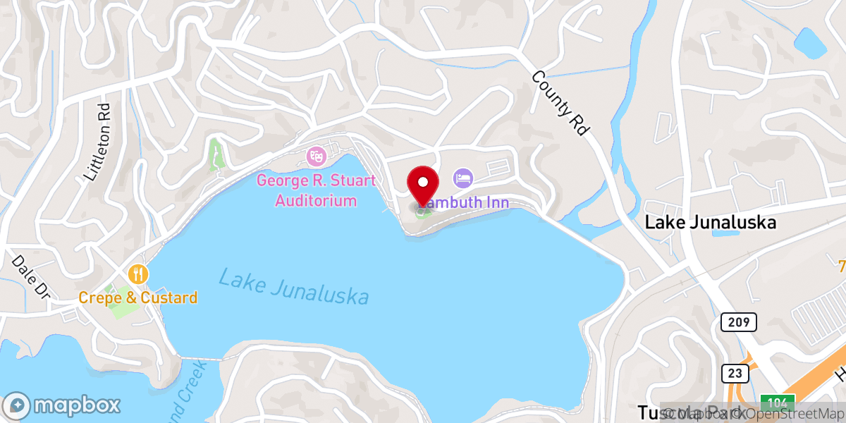 Map showing location of The Cross - Lake Junaluska