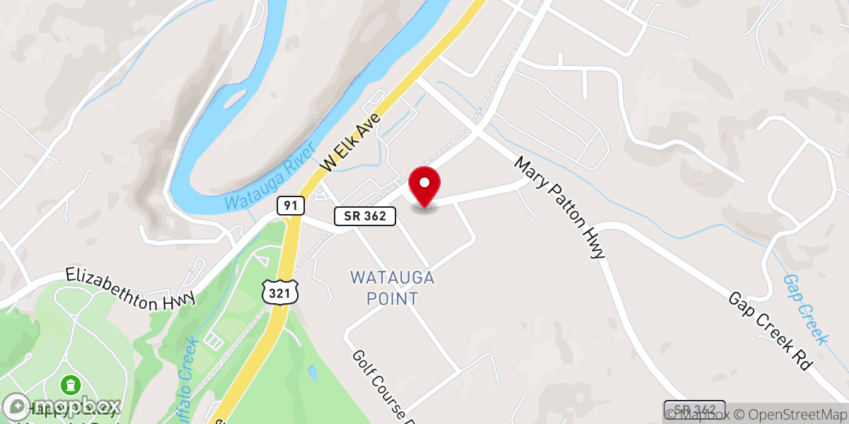 Map showing location of Watauga Point United Methodist Church