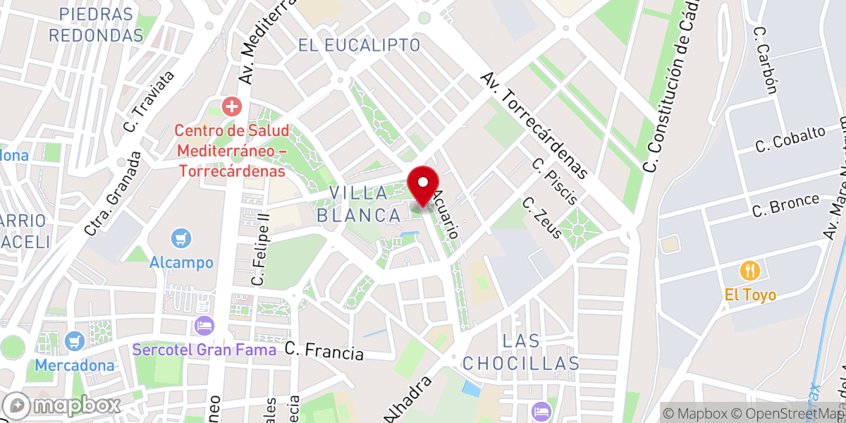 Map showing location of Siervas de los Pobres Hijas del Sagrado Corazón