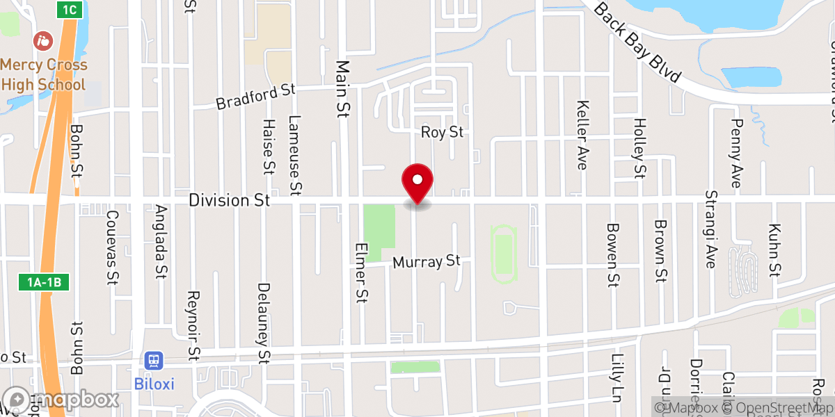 Map showing location of Praise Temple Full Gospel Baptist Church of Biloxi MS