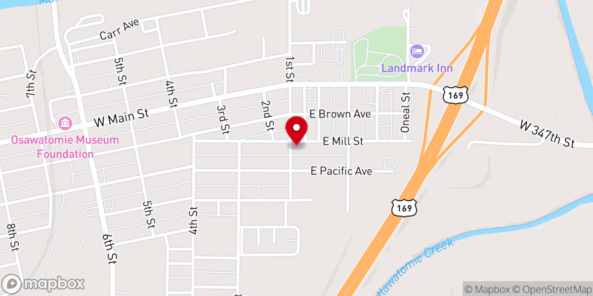 Map showing location of CrossPoint Osawatomie