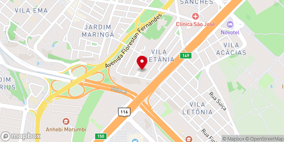 Map showing location of Igreja Bíblica Brasileira