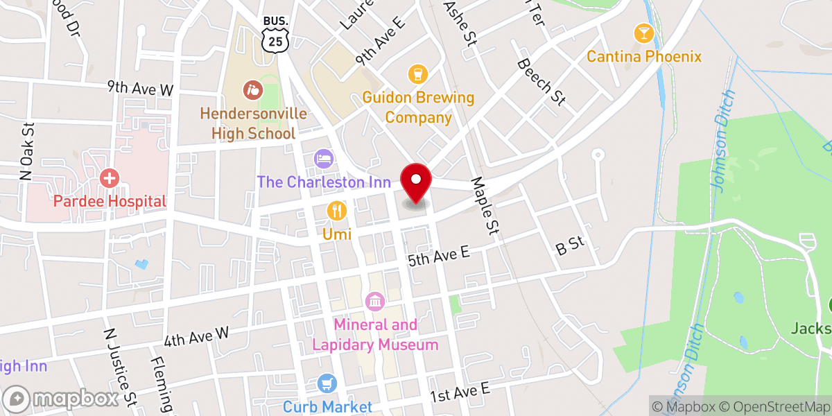 Map showing location of Hendersonville Presbyterian Church