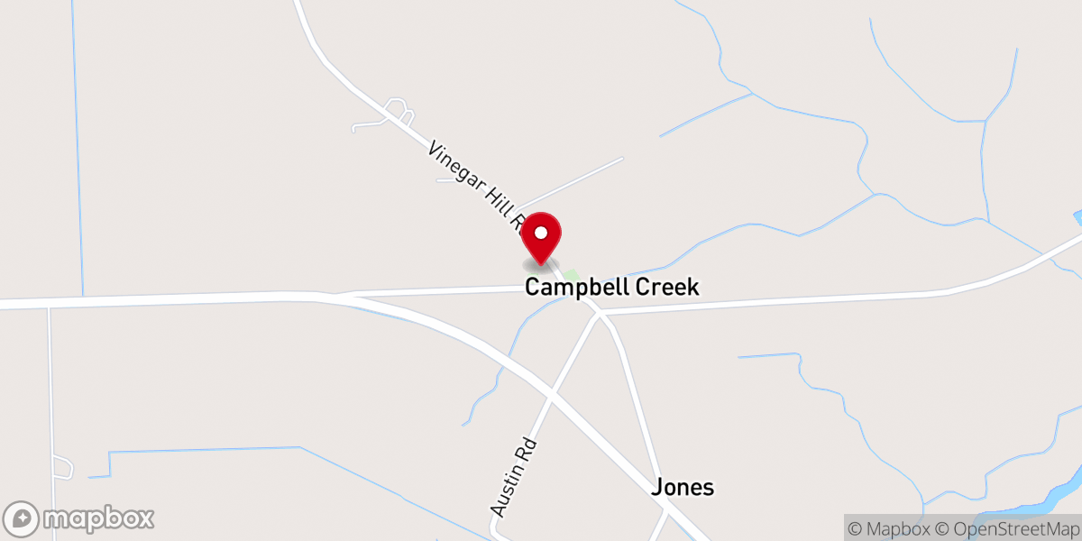 Map showing location of Campbells Creek Church