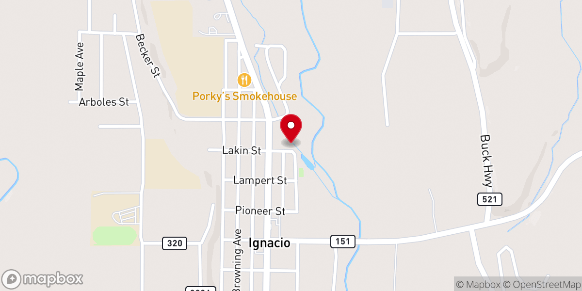 Map showing location of Ignacio Assembly of God