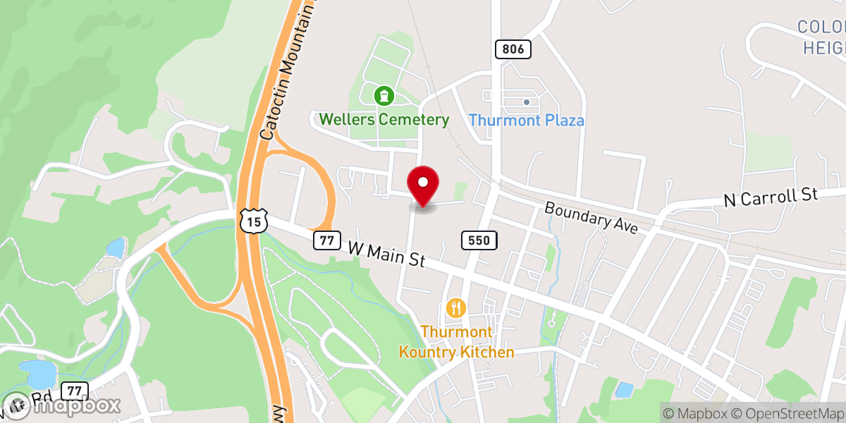 Map showing location of Thurmont Church-The Brethren