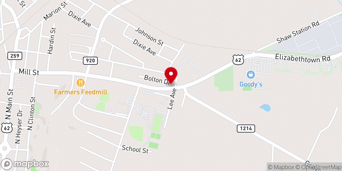Map showing location of Mill Street Church of Christ
