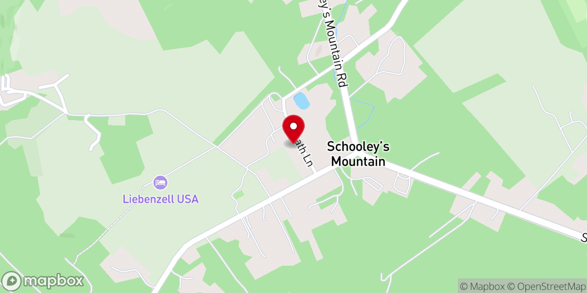 Map showing location of Schooley's Mountain Presbyterian Church