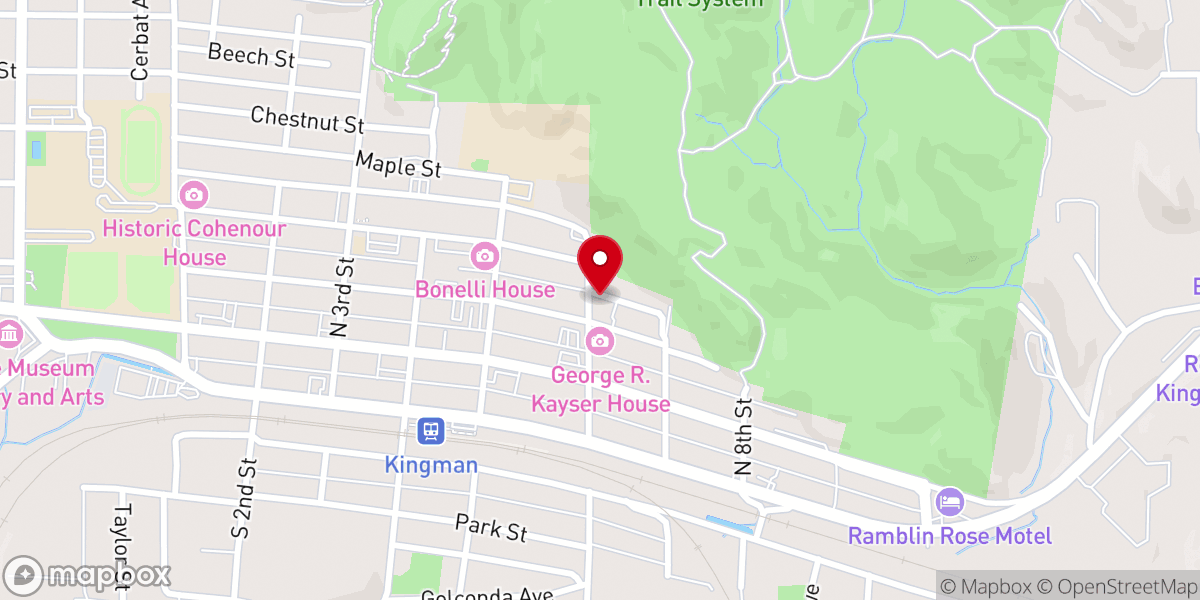 Map showing location of Oak Street Baptist Church