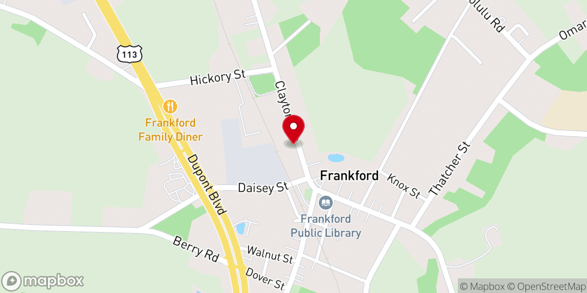 Map showing location of Frankford United Methodist Church