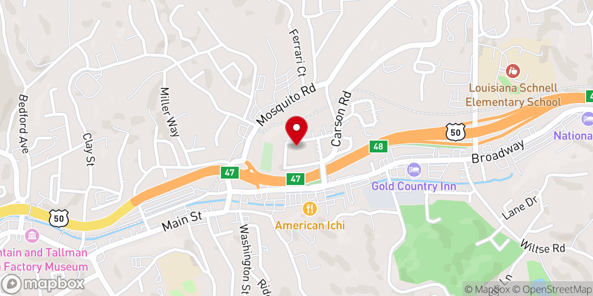 Map showing location of First Lutheran Church of Placerville