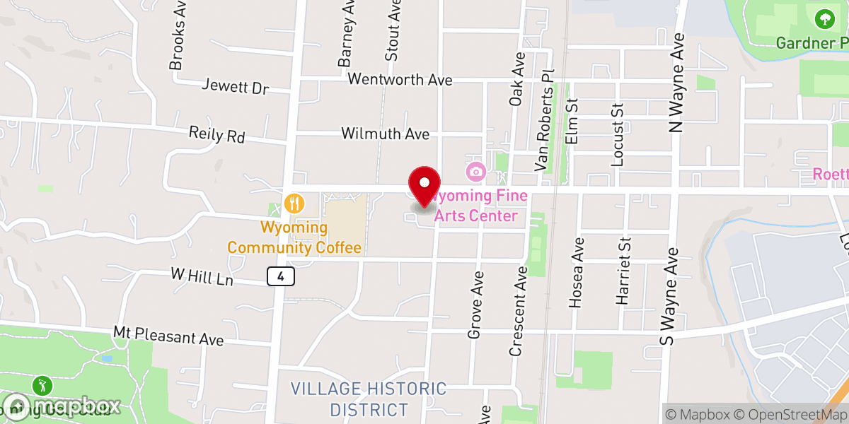 Map showing location of Wyoming Presbyterian Church