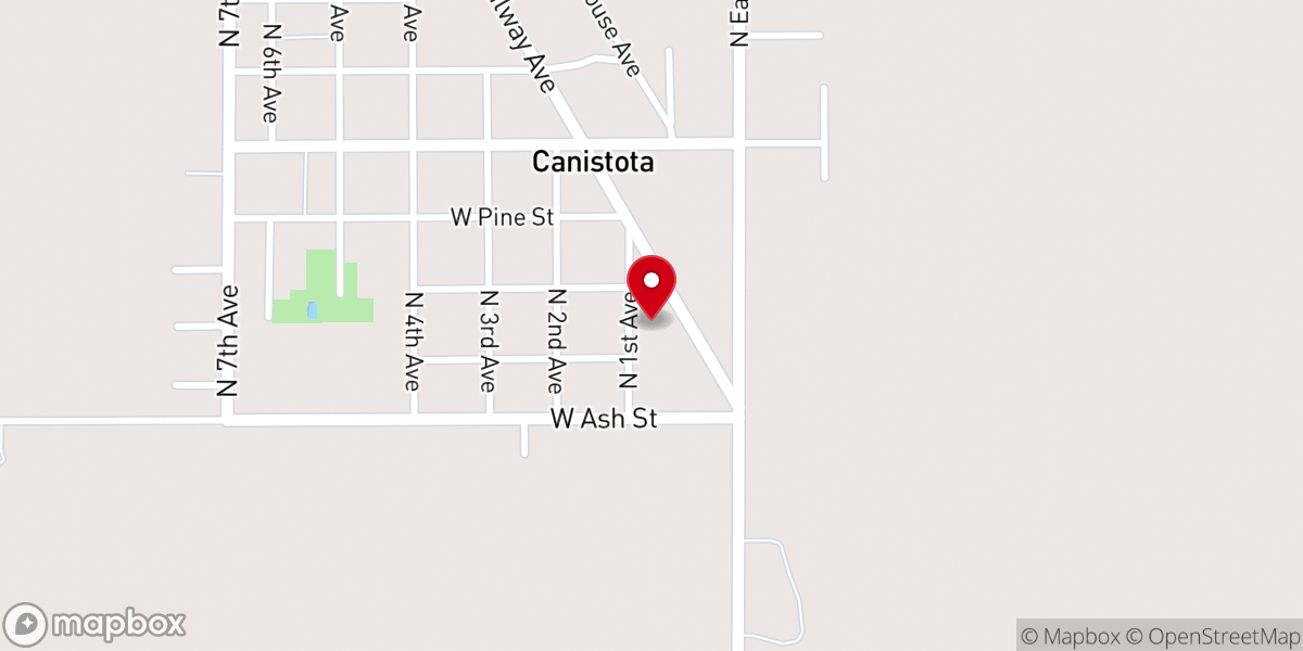 Map showing location of United Church of Canistota