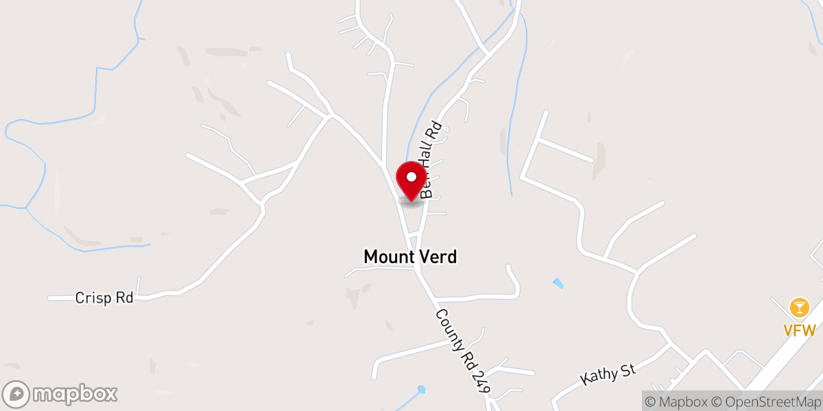 Map showing location of Mt Verd Church