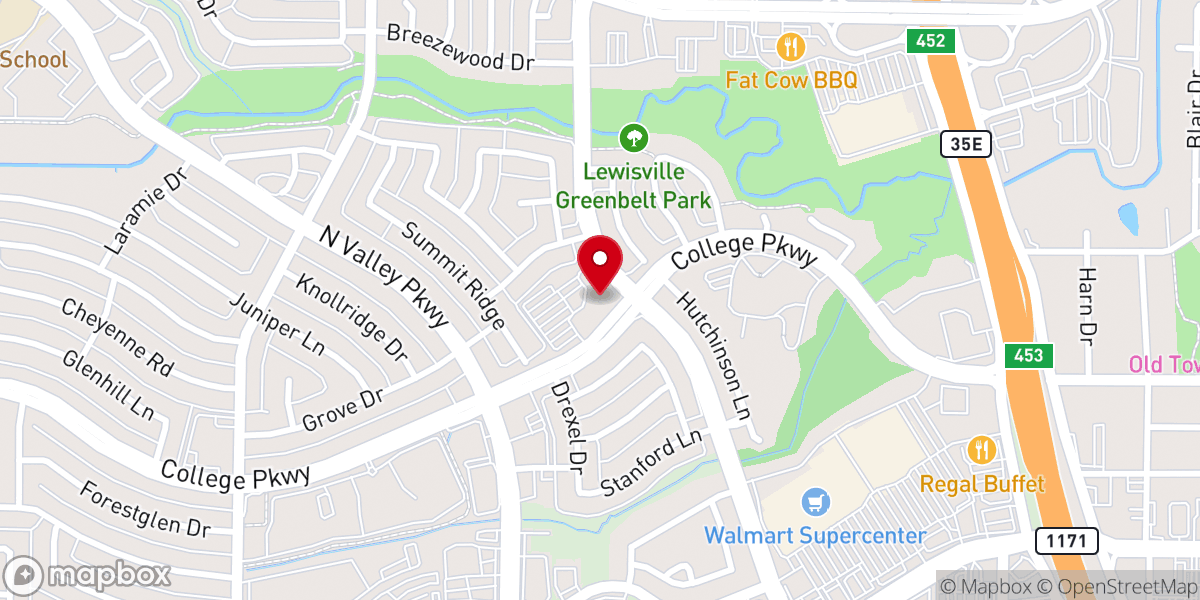 Map showing location of Lewisville Church
