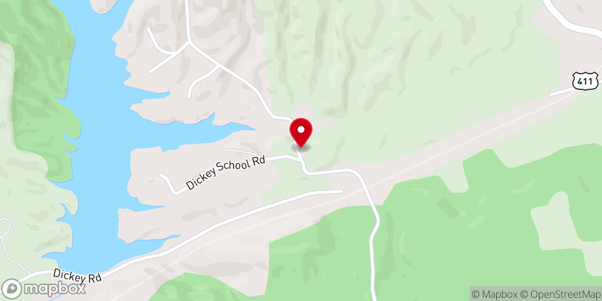 Map showing location of Dickey School Church