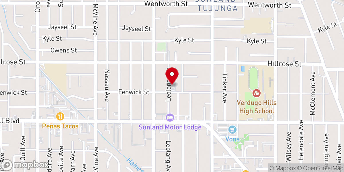 Map showing location of St James Syriac Orthodox Church in Sunland, CA
