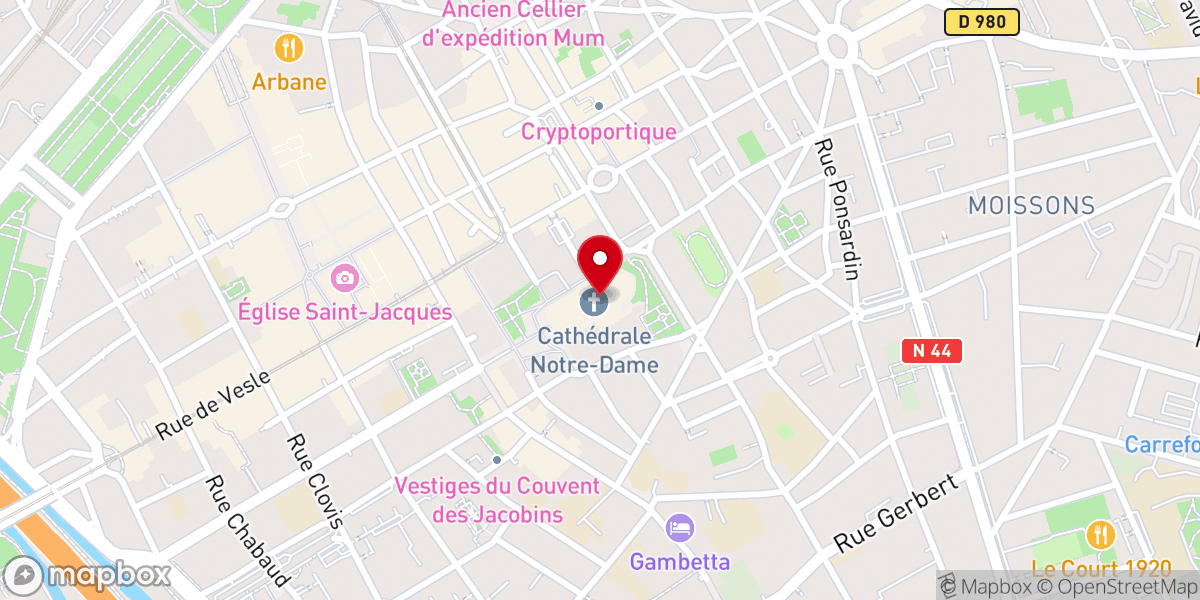 Map showing location of Cathédrale Notre-Dame de Reims
