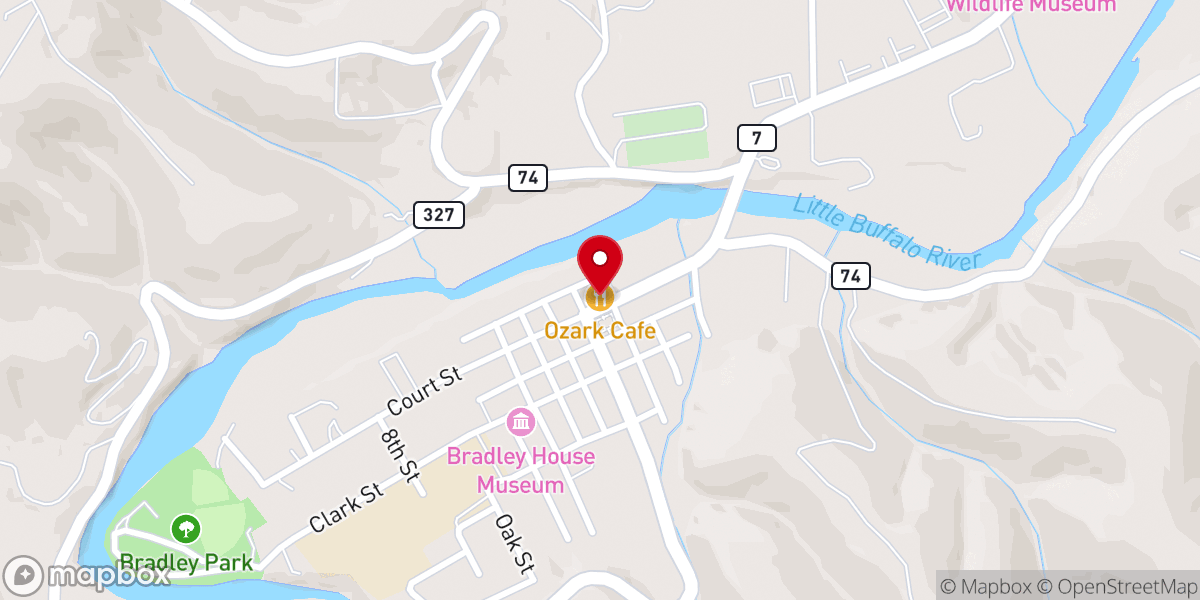 Map showing location of Ozark Cafe