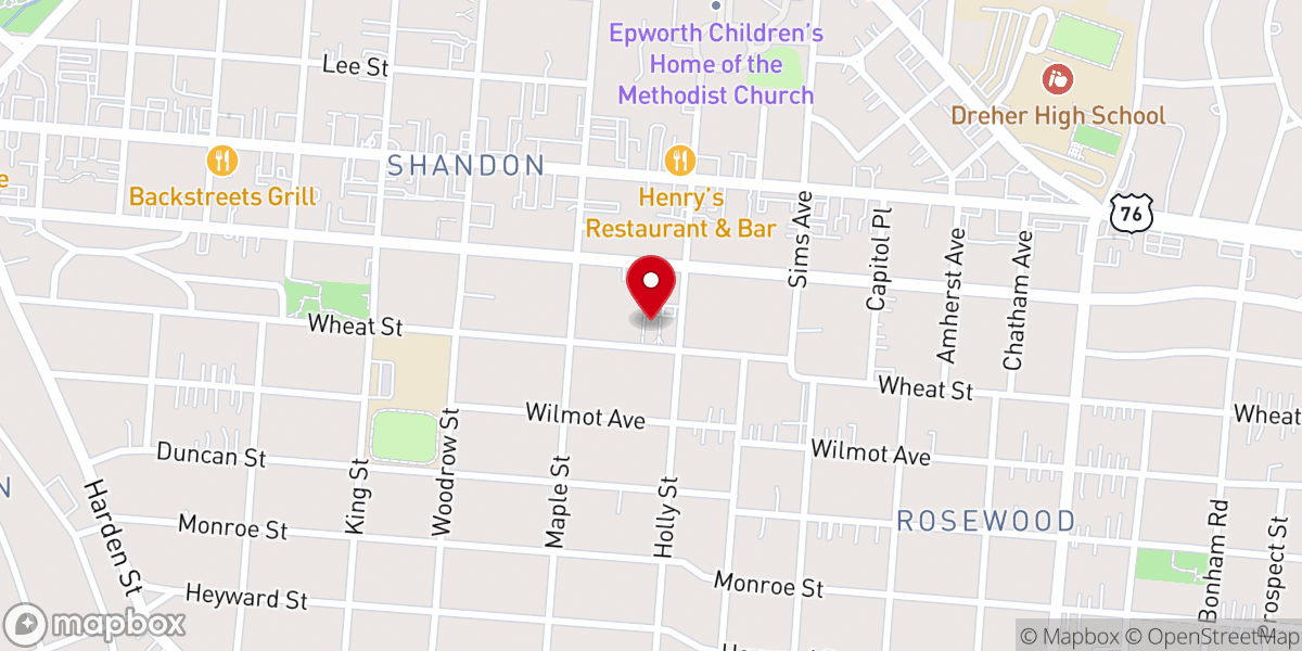 Map showing location of St John's Episcopal Church