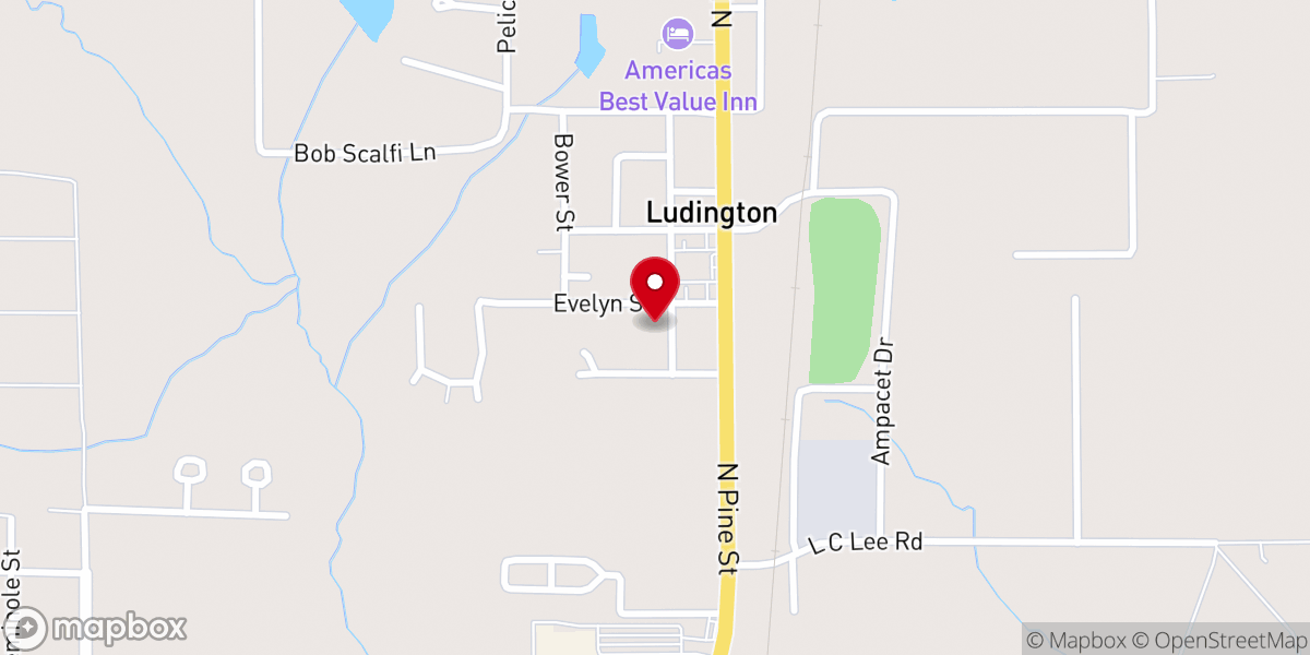 Map showing location of Ludington Baptist Church