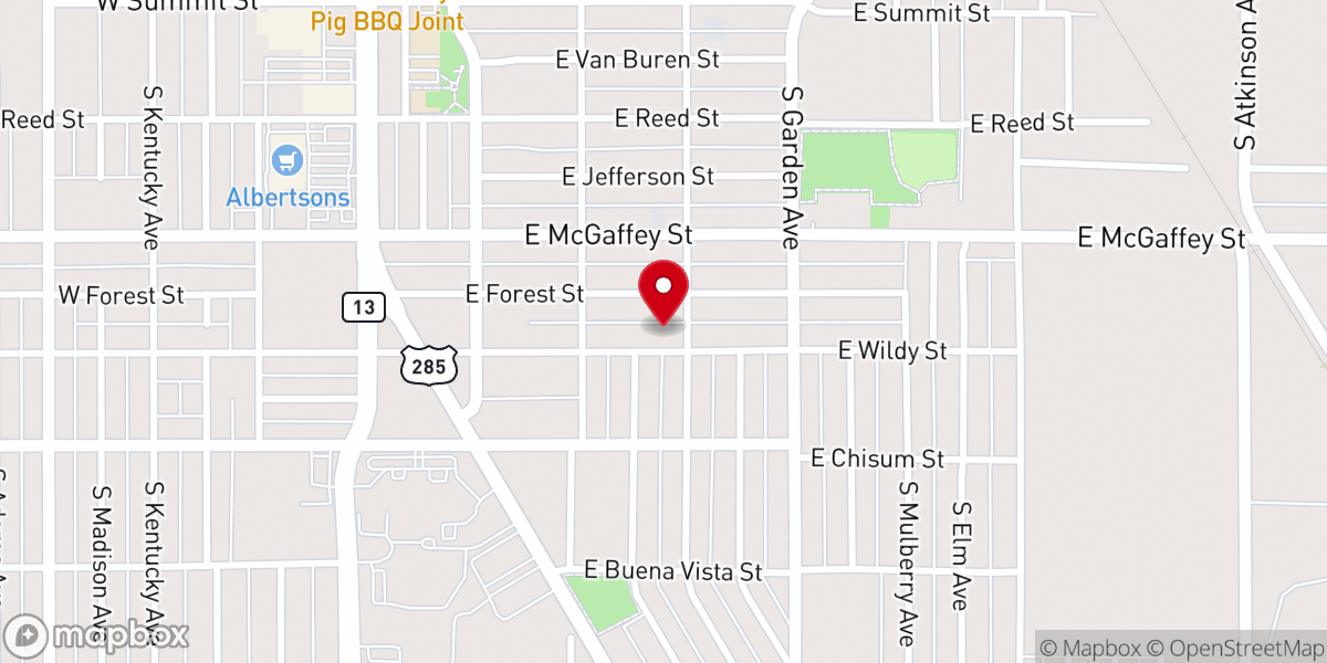 Map showing location of Iglesia Evangelica De Dios En Cristo Jesus of Roswell
