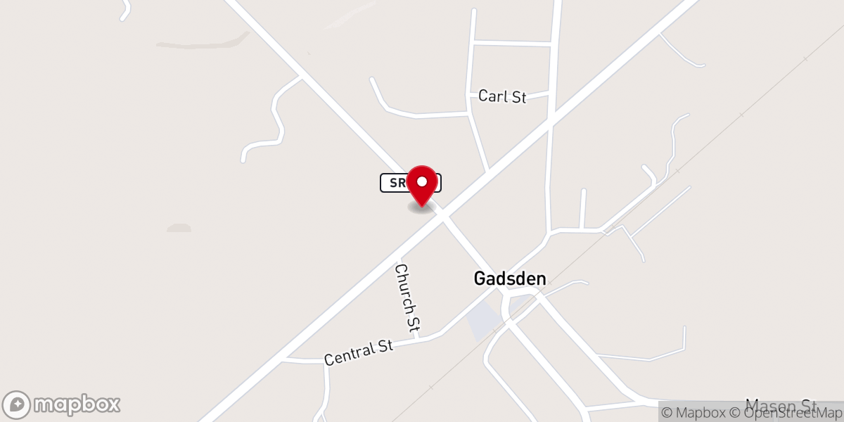 Map showing location of First Baptist of Gadsden Tn