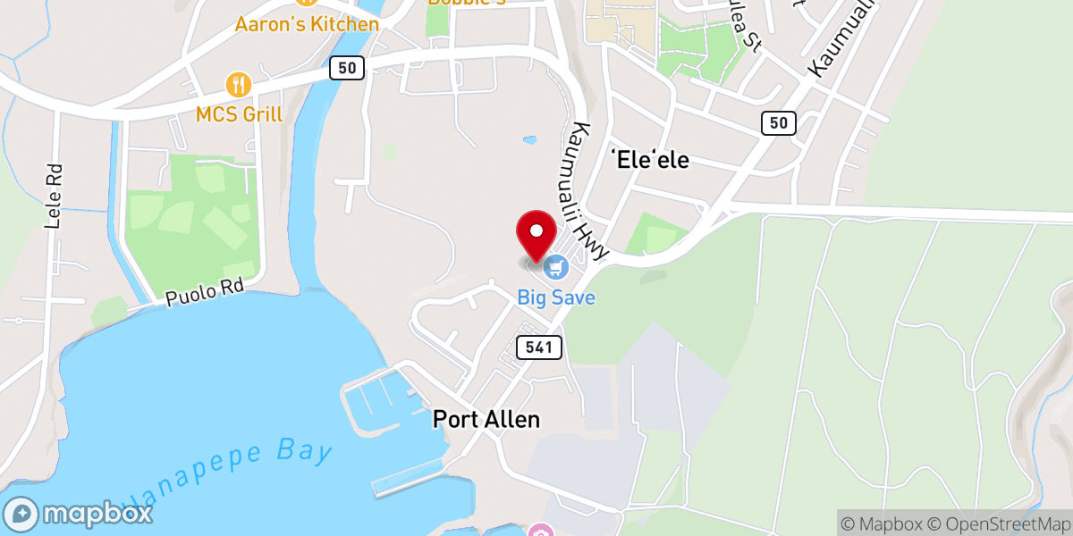 Map showing location of King's Chapel Eleele