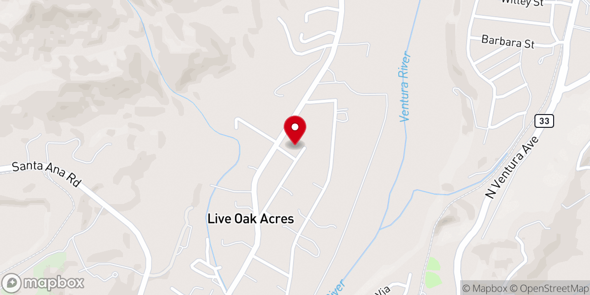 Map showing location of Ojai Recovery Ventura County Drug & Alcohol Luxury Rehab California