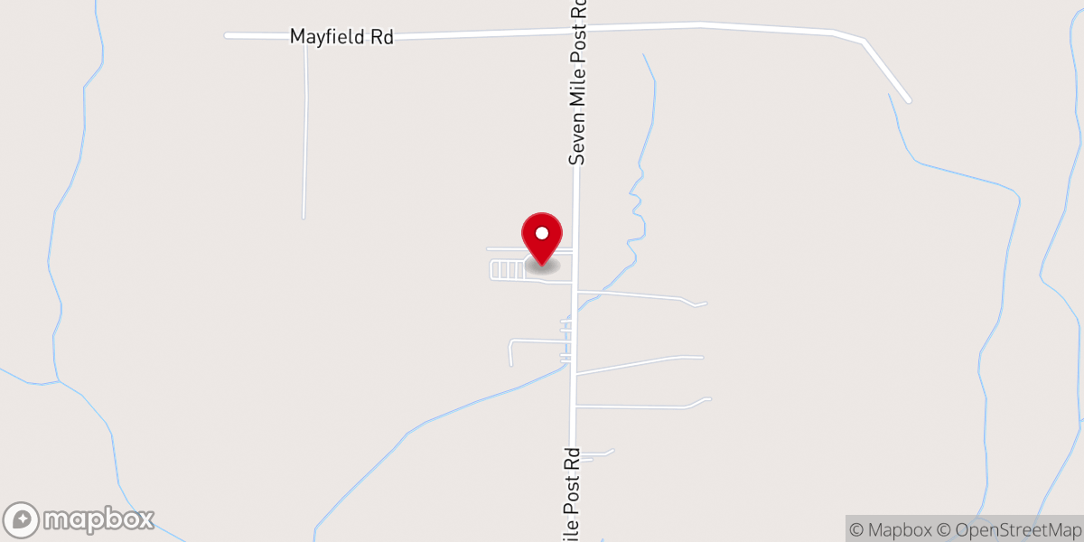 Map showing location of Seven Mile Post Road Church