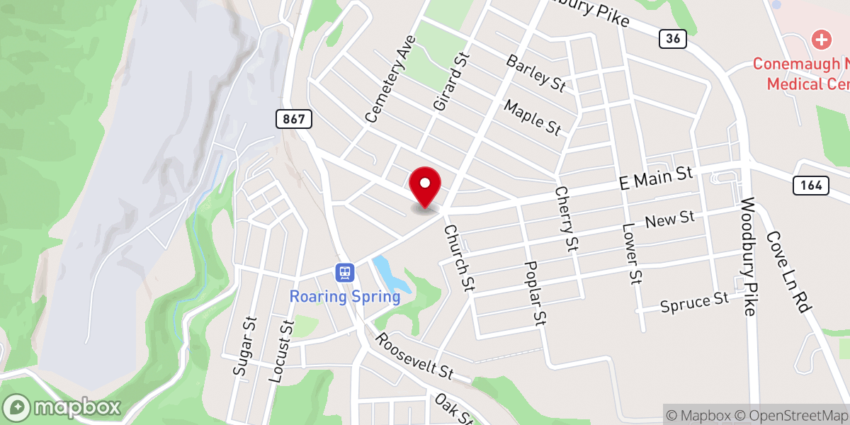 Map showing location of Trinity United Methodist Church