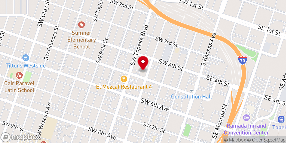 Map showing location of Calvary Baptist Church