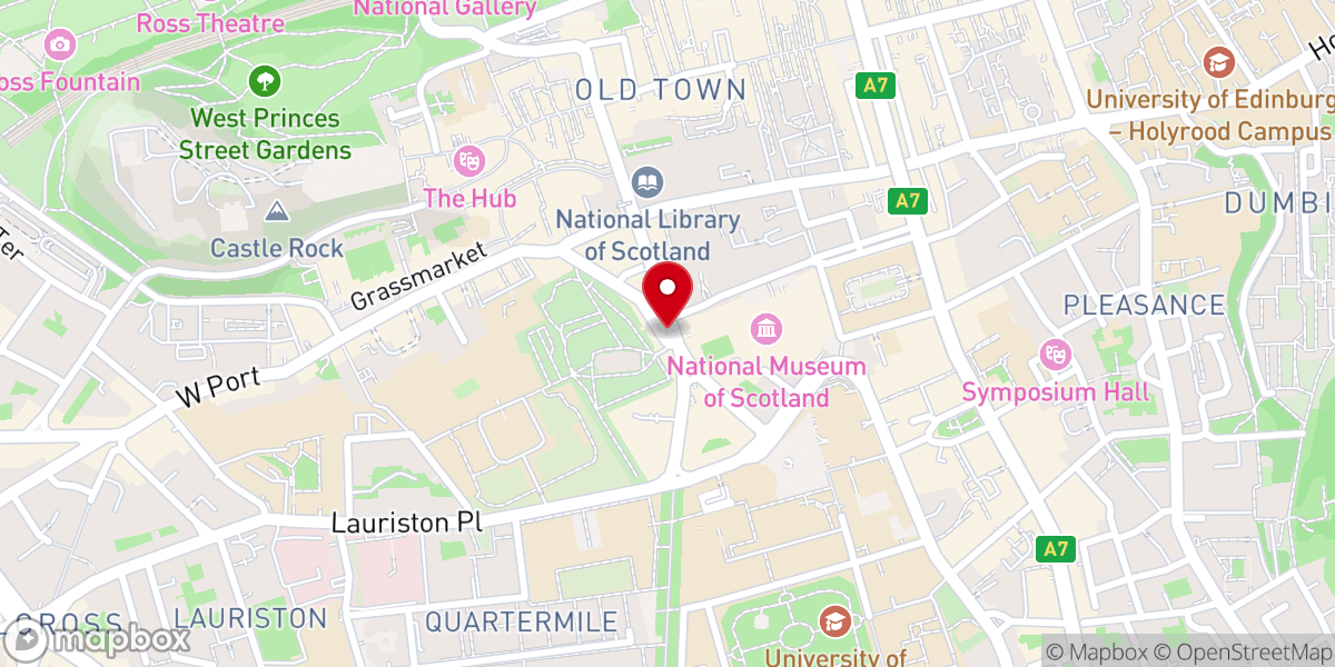 Map showing location of Greyfriars Bobby Statue
