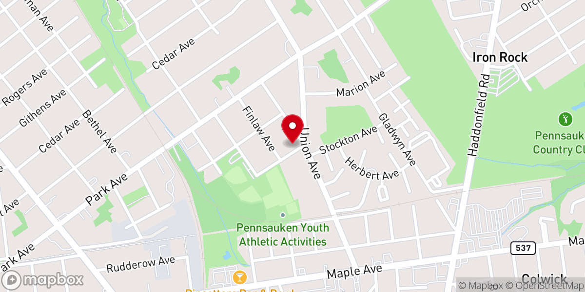 Map showing location of Pennsauken United Methodist Church