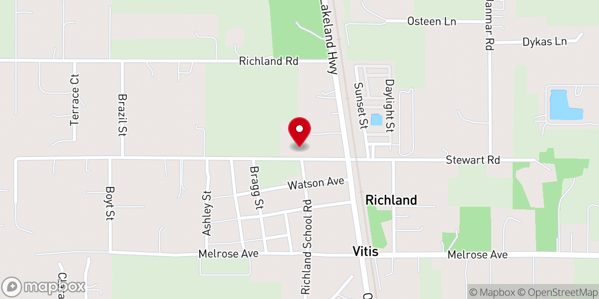 Map showing location of fellowship baptist church, East Pasco