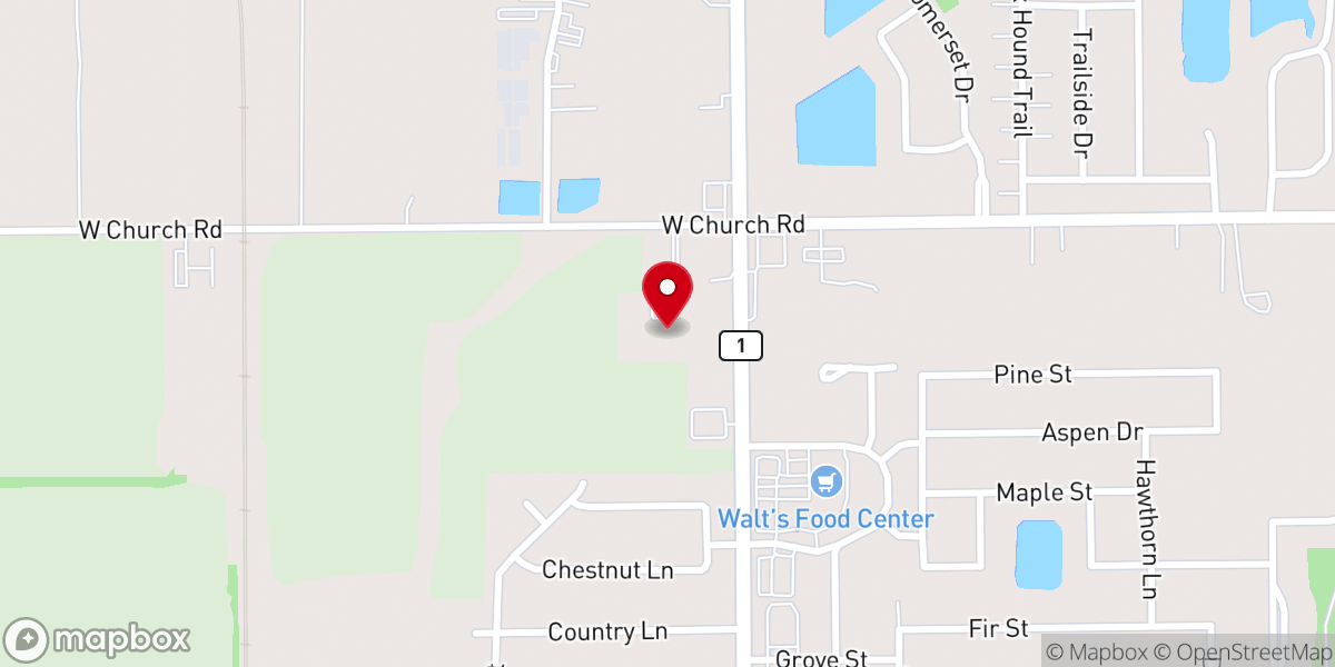 Map showing location of Beecher Fellowship Baptist Church